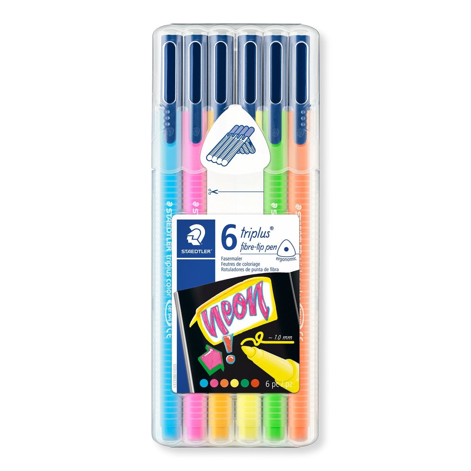 STAEDTLER 323 Triplus Colour Fibre-Tip Pen,Neon Colours,Pack of 6