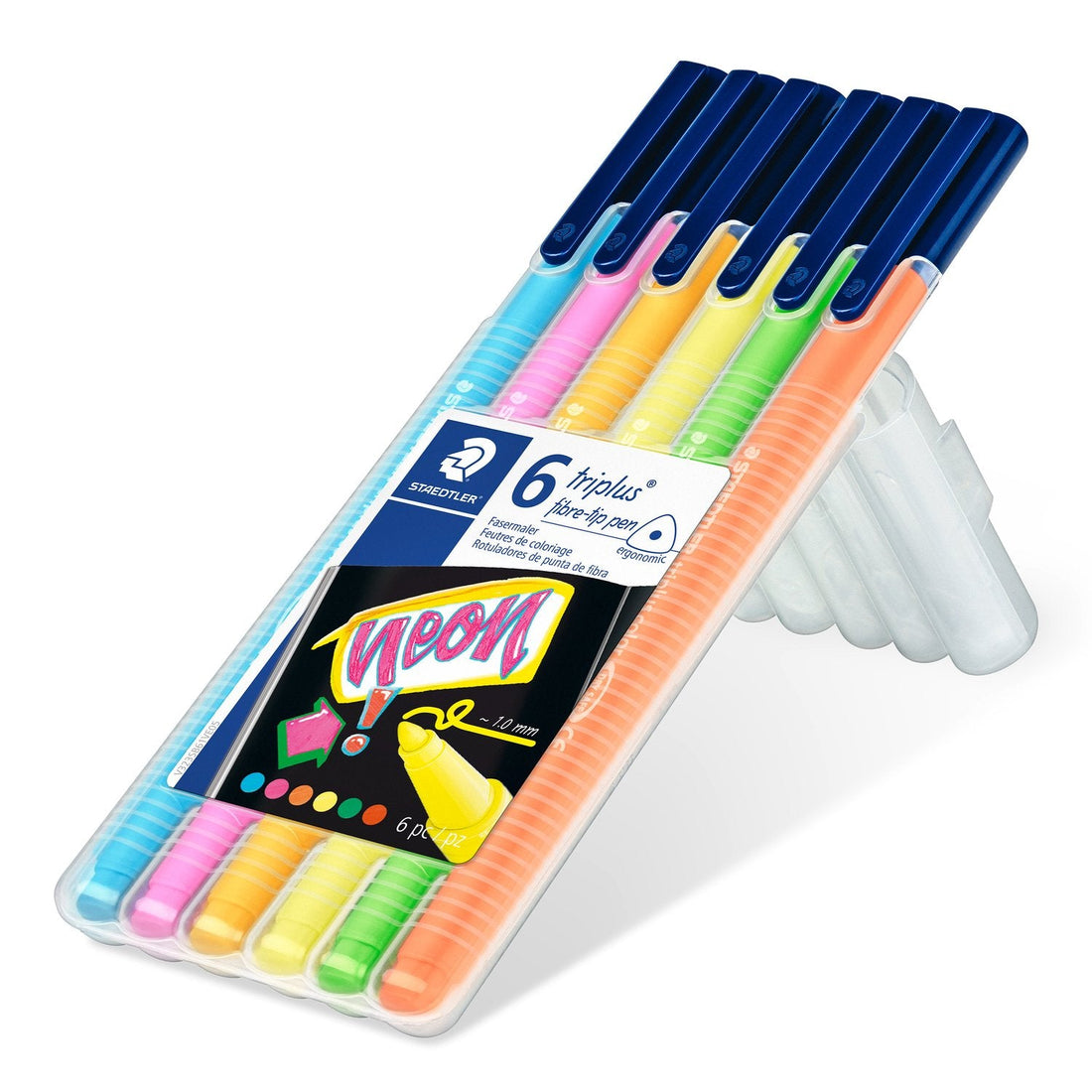 STAEDTLER 323 Triplus Colour Fibre-Tip Pen,Neon Colours,Pack of 6