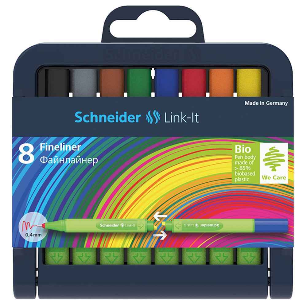 Schneider Link-It Fineliner with Stand-Up Case,0.4mm,8 Colors