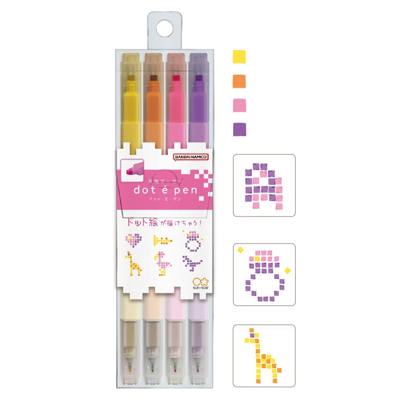 SUN-STAR Dot é Pen Square Dot and Fine- Point Marker Pen 4 Color A