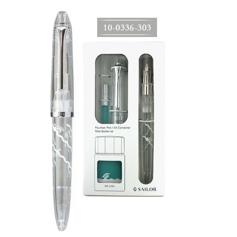 Sailor Fountain Pen, Profit Junior + 10 mizutama, Medium Point Swim