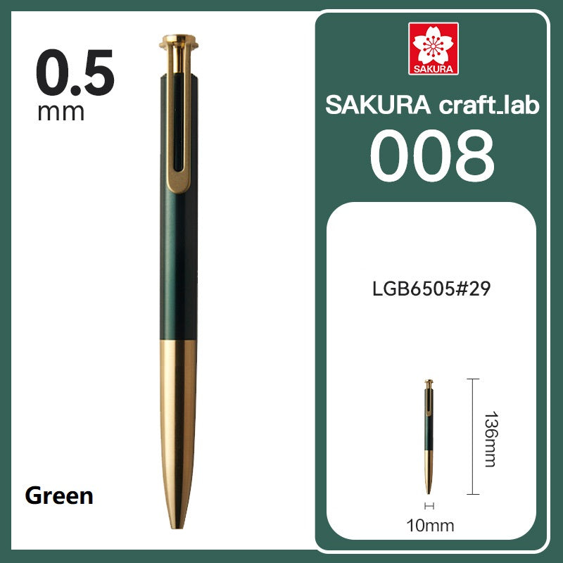 Sakura Craft Lab 008 Gel Pen - Black Ink Green