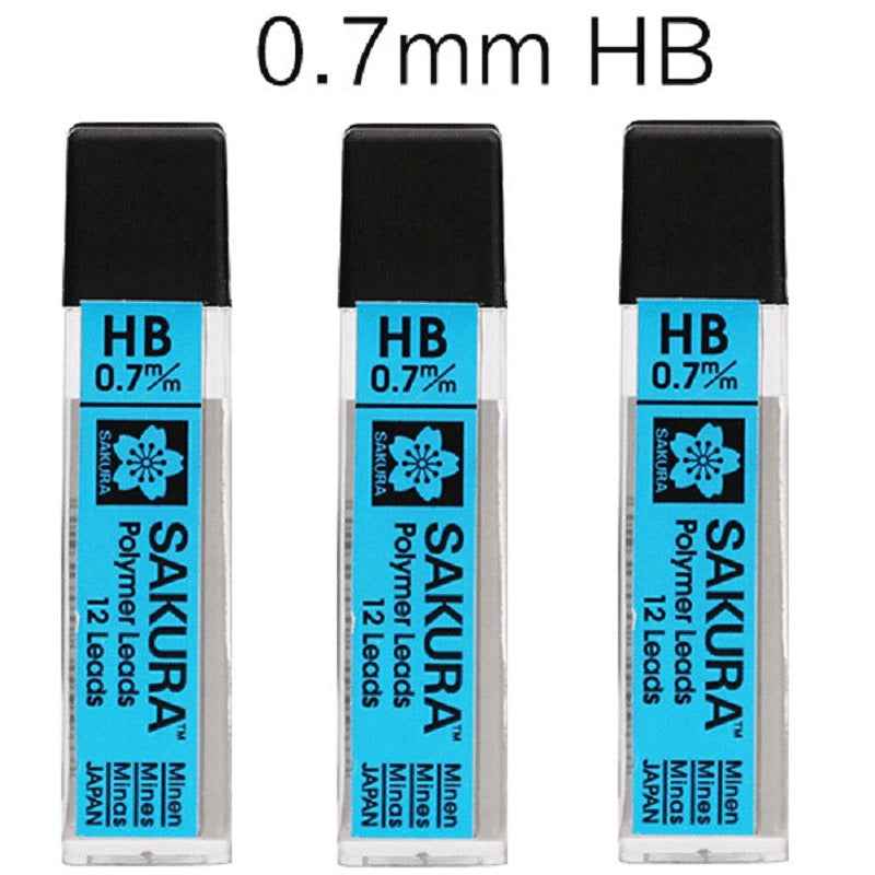 Sakura Mechanical Pencil Lead Refills Polymer HB/2B 3 Pack 0.7 HB