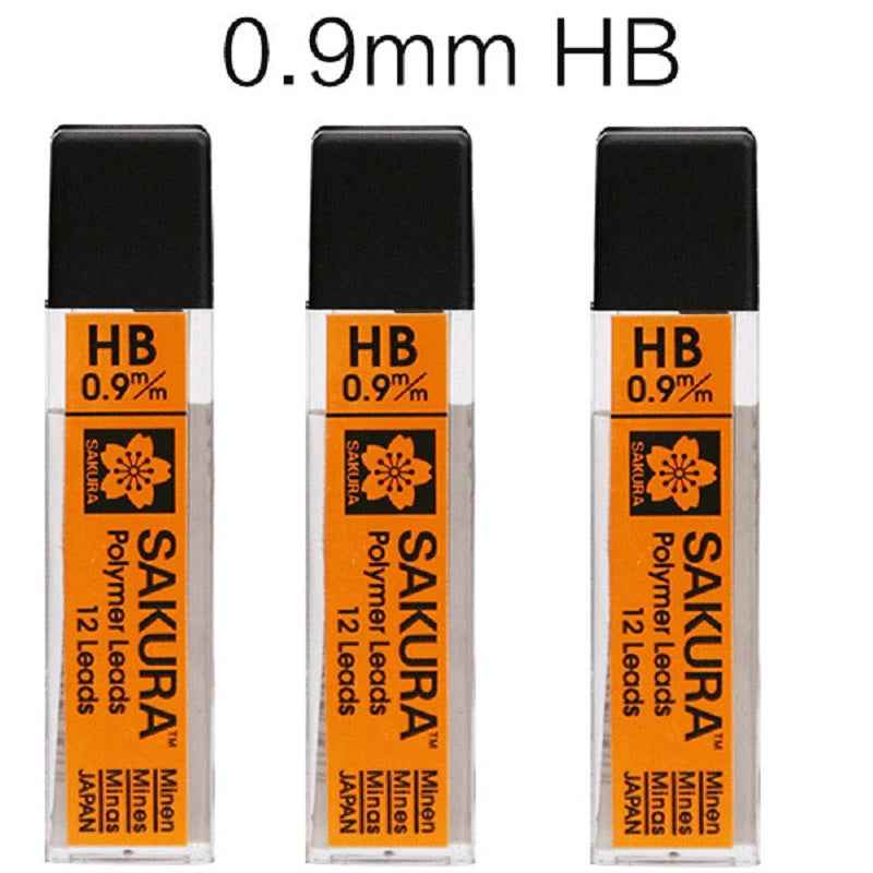 Sakura Mechanical Pencil Lead Refills Polymer HB/2B 3 Pack 0.9 HB