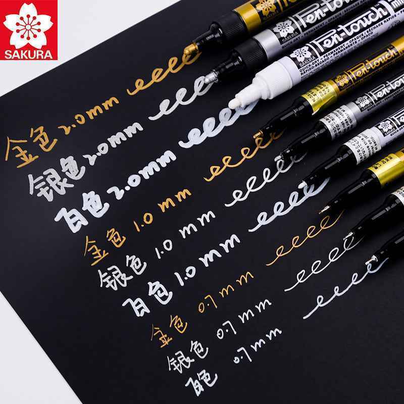 Sakura Pen-Touch Paint Marker Silver 0.7mm/1.0mm/2.0mm 3 Pack