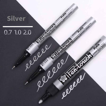Sakura Pen-Touch Paint Marker Silver 0.7mm/1.0mm/2.0mm 3 Pack