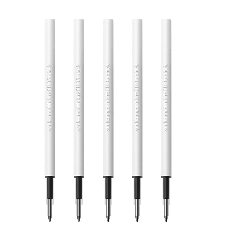 Sankou ZX1 Pull-Cap Ballpoint Gel Pen 0.5mm Black Ink with 5 Refills