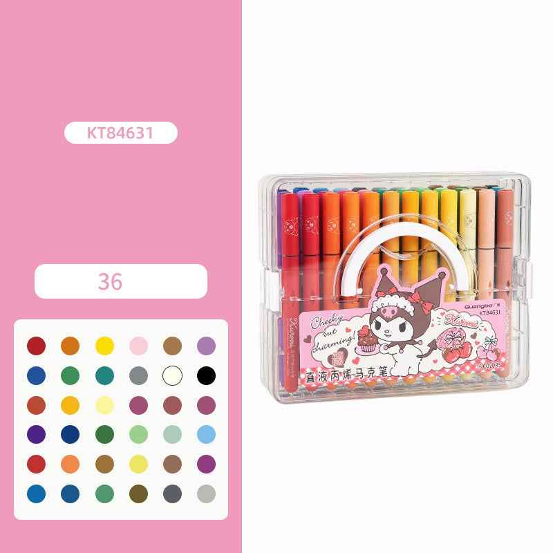 Sanrio Kuromi Acrylic Markers Set 24/36/48/60 – Washable Kids Art Pens 24 Color
