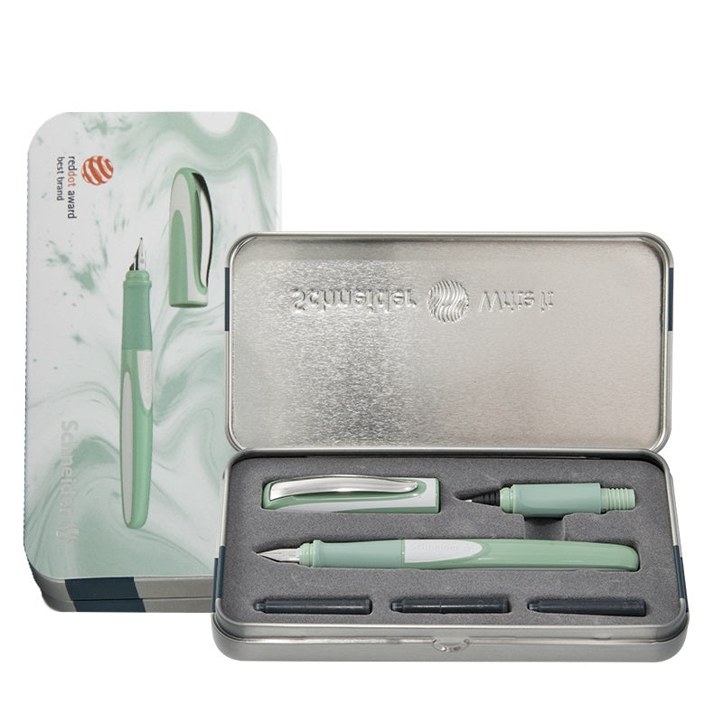 Schneider Ray Fountain and Rollerball Pen Gift Set for Left Handers Avocado Green