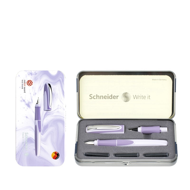 Schneider Ray Fountain and Rollerball Pen Gift Set for Left Handers Lavender Purple