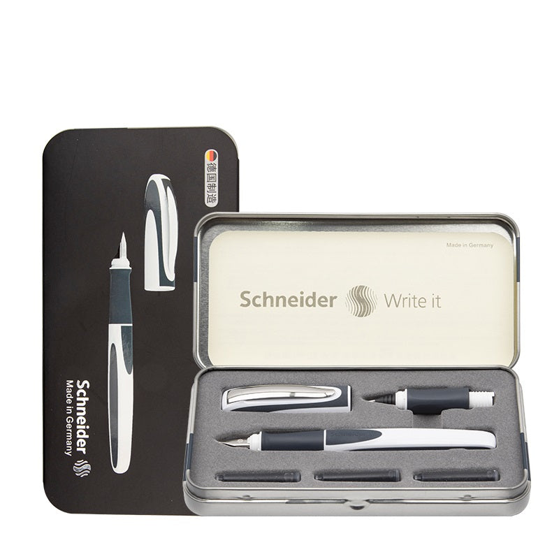 Schneider Ray Fountain and Rollerball Pen Gift Set for Left Handers Dark Blue+ Light Grey