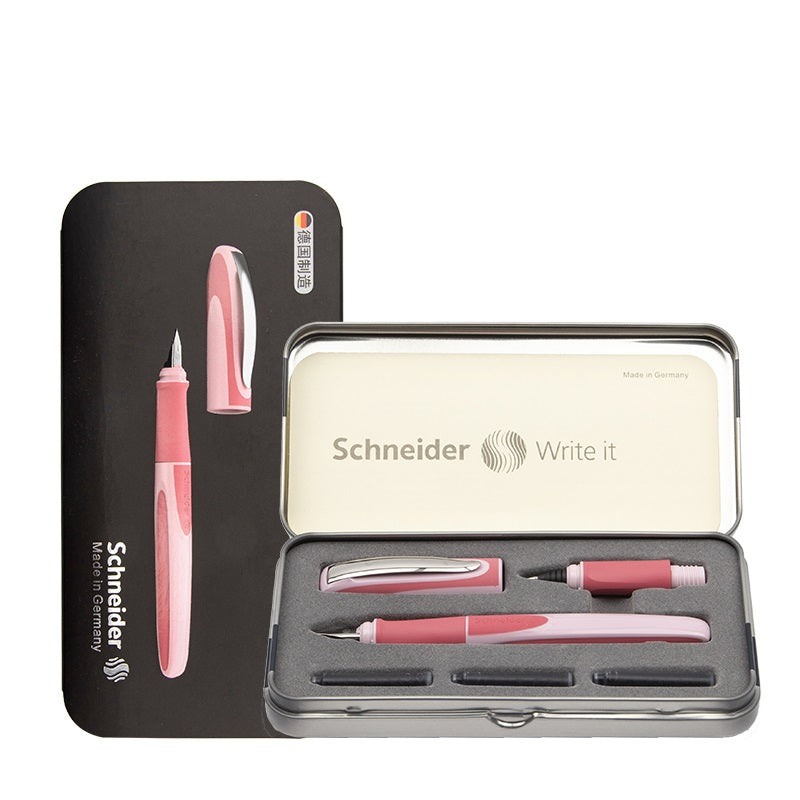 Schneider Ray Fountain and Rollerball Pen Gift Set for Left Handers Pink