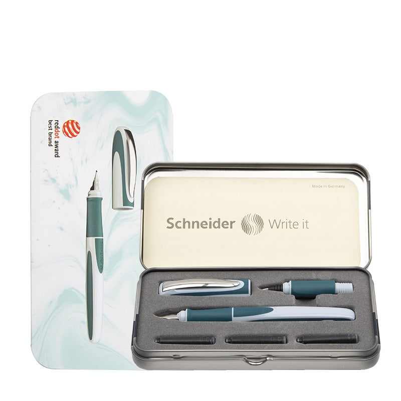 Schneider Ray Fountain and Rollerball Pen Gift Set for Left Handers Green