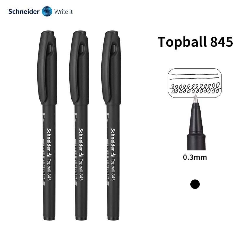Schneider Topball 845 Rollerball Pen 0.3mm Black/Blue/Red Ink 3 Pack 3 Black