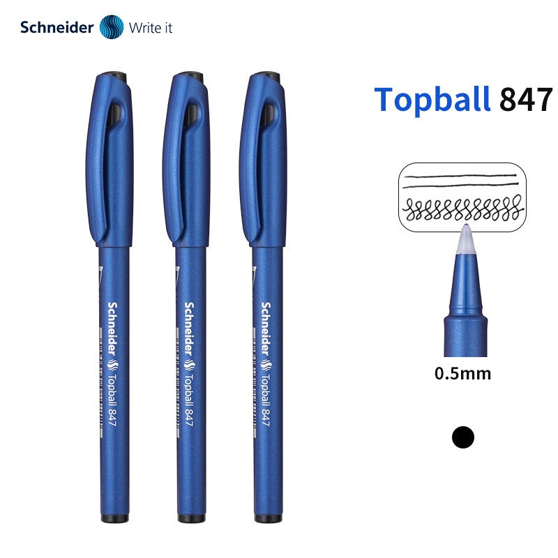 Schneider Topball 847 Rollerball Pen - Black/Blue/Red Ink (Pack of 3) 3 Black