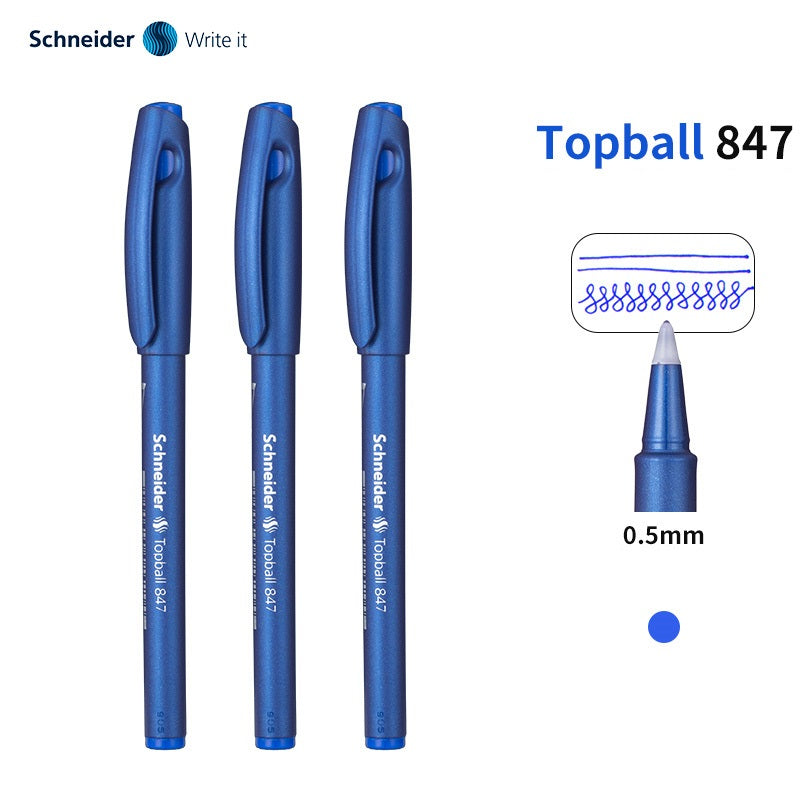 Schneider Topball 847 Rollerball Pen - Black/Blue/Red Ink (Pack of 3) 3 Blue