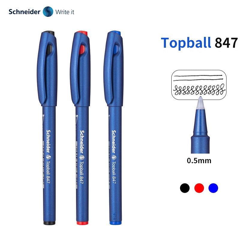 Schneider Topball 847 Rollerball Pen - Black/Blue/Red Ink (Pack of 3) 3 Mixed