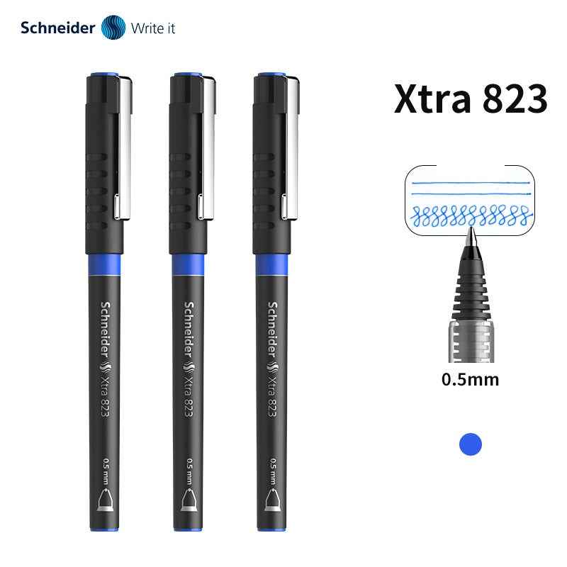 Schneider XTRA 823 Liquid Ink Rollerball Pen 0.5mm 3 Pack Blue