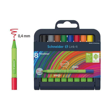 Schneider Link-It Fineliner with Stand-Up Case,0.4mm,8 Colors