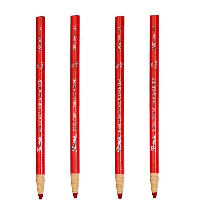 Sharpie Peel-Off China Marker Grease Pencils, 4 Pack 4 Red