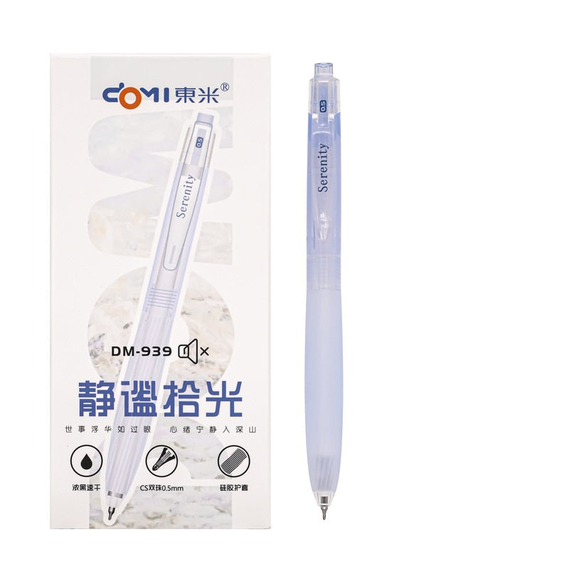 Silent Click Gel Pens 0.5mm Black Ink Set of 12 Blue