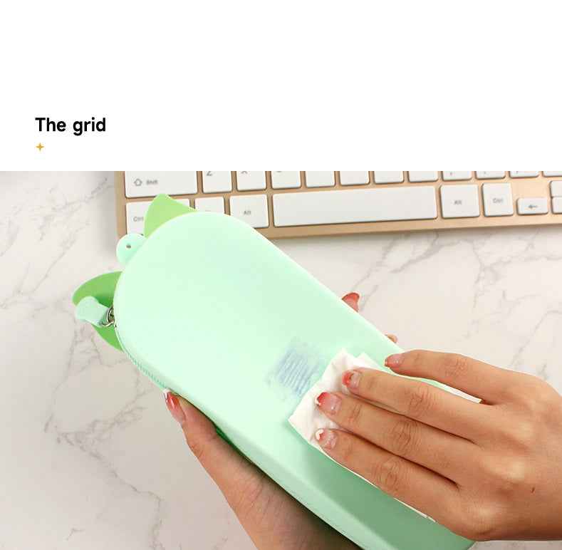 Silicone Cute Fox Pencil Case – Stress Relief Squeeze Toy Pen Bag