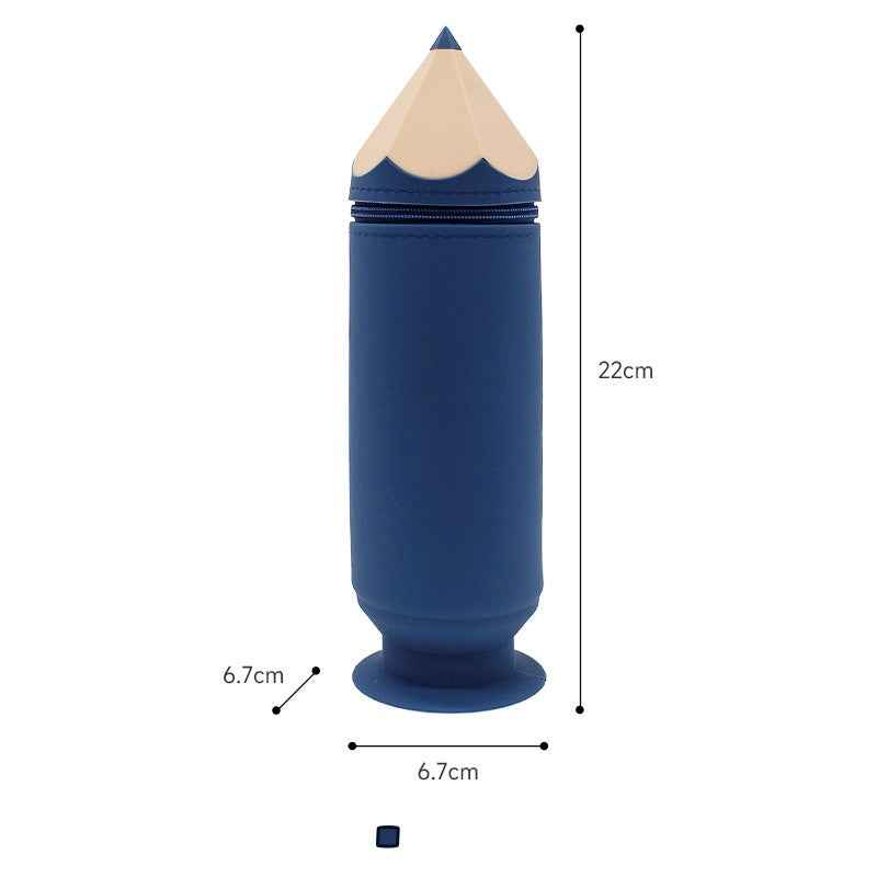 Silicone Pencil-Shaped Pen Holder with Suction Cup Dark Blue