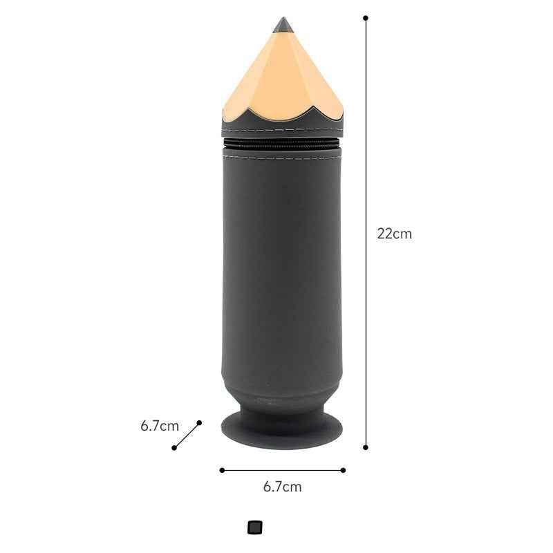 Silicone Pencil-Shaped Pen Holder with Suction Cup Grey