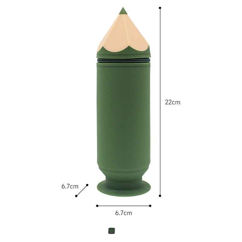 Silicone Pencil-Shaped Pen Holder with Suction Cup Green