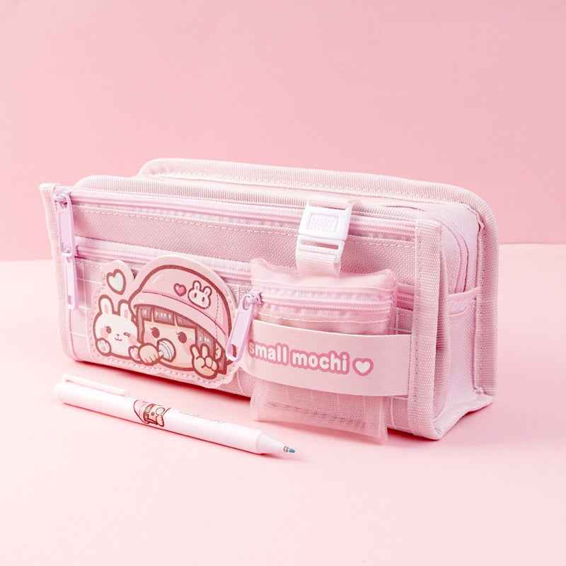 Small Mochi Large Capacity Pencil Case for Girls Cute Pink Purple Pink