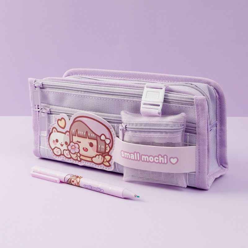 Small Mochi Large Capacity Pencil Case for Girls Cute Pink Purple Purple