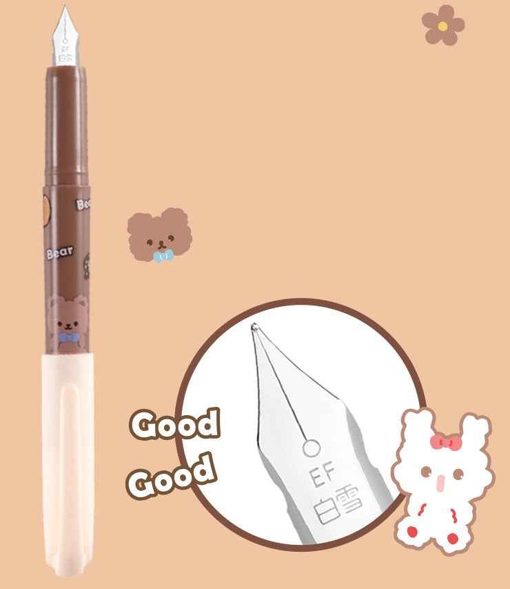 Snowhite Caramel Bear Scented Fountain Pen Disposable 4 Pack