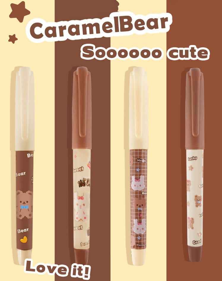 Snowhite Caramel Bear Scented Fountain Pen Disposable 4 Pack