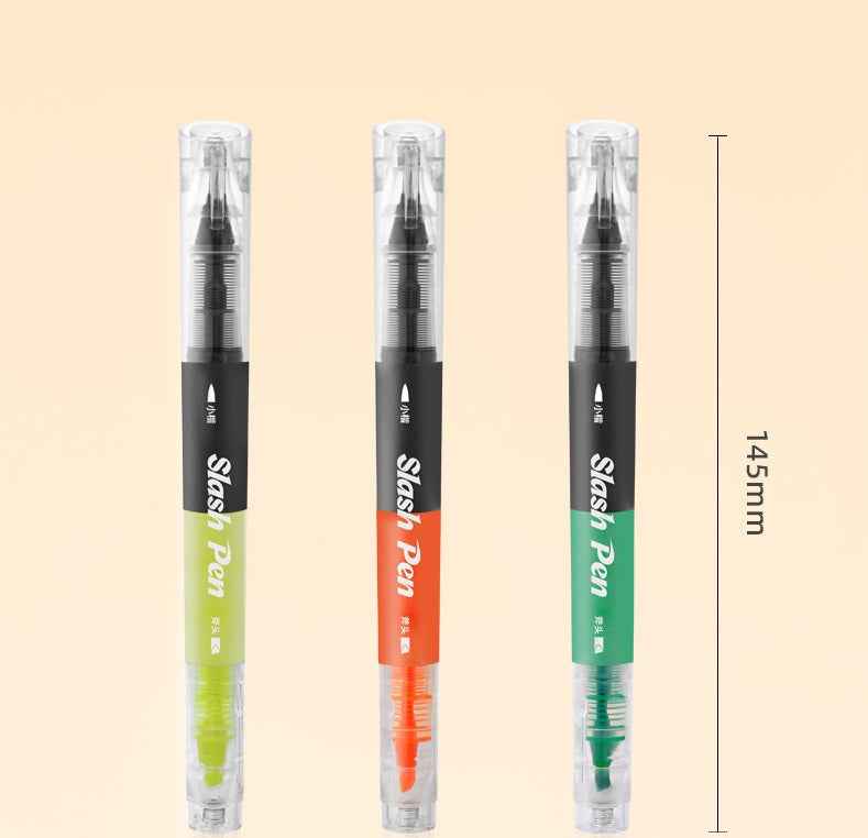 Snowhite FL-660 Slash Pen Dual-Tip Highlighter & Brush Marker 3 Pack