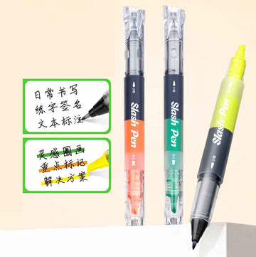 Snowhite FL-660 Slash Pen Dual-Tip Highlighter & Brush Marker 3 Pack