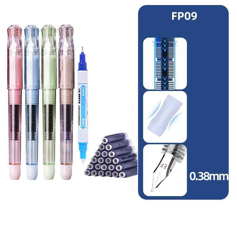Snowhite Galaxy Fountain Pen with 30 Erasable Cartridges & Eraser Pen 12 Pack