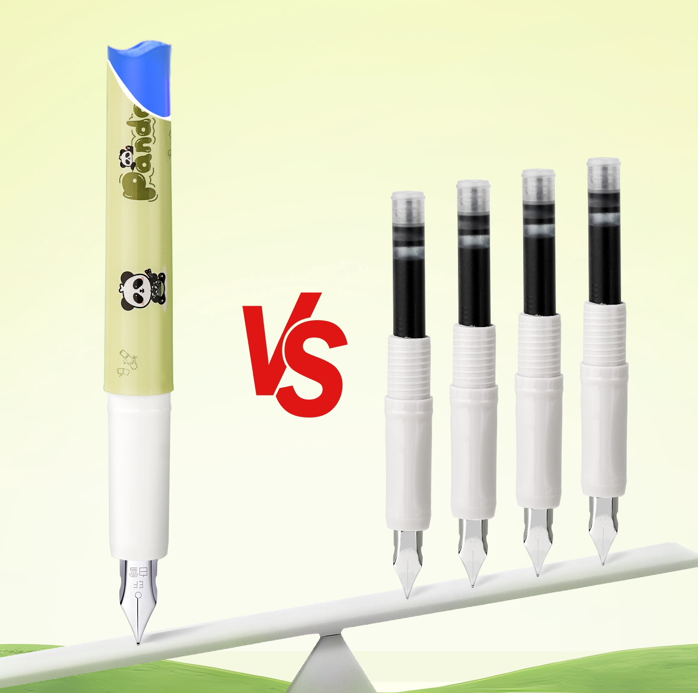Snowhite FP15 Panda Bamboo Disposable Fountain Pen EF Nib 4 Pack