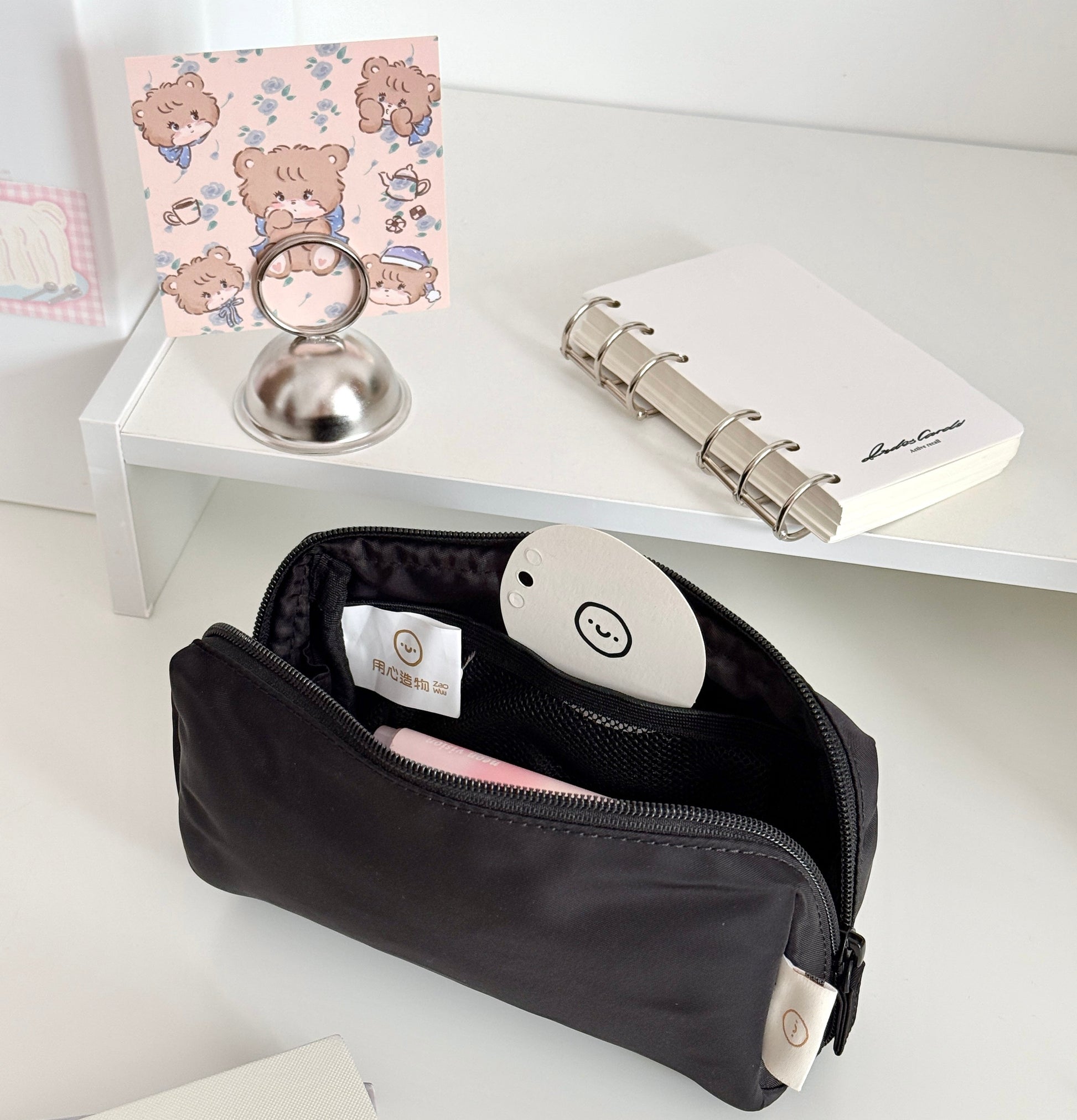 Soft Nylon Waterproof Pencil Case | Large Capacity Stationery Pouch Black