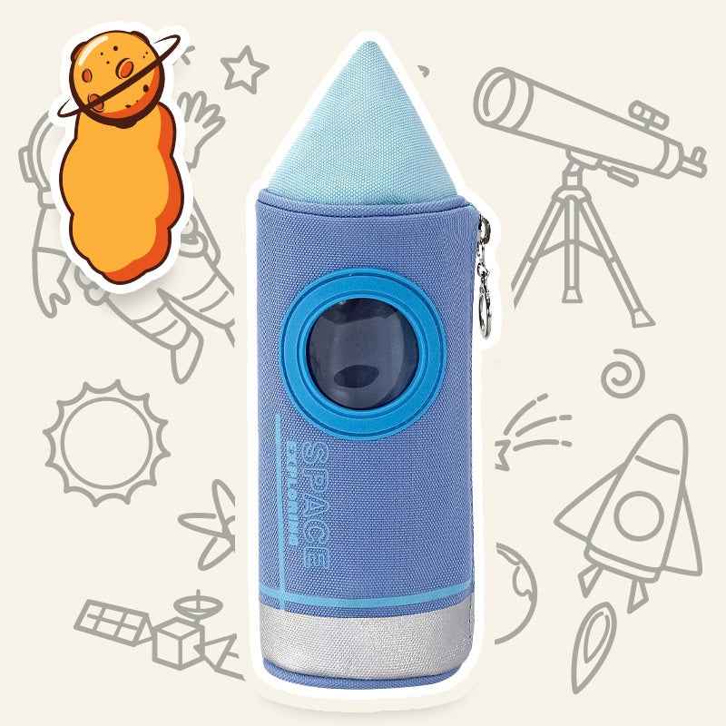 Space Exploration Rocket Design Large Capacity Pencil Case Blue