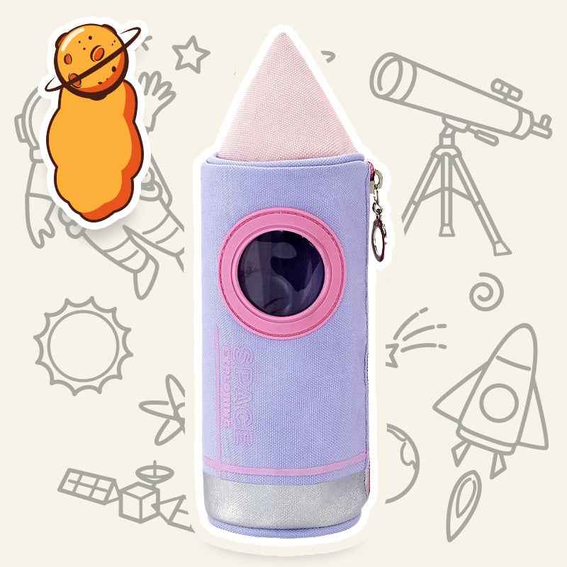 Space Exploration Rocket Design Large Capacity Pencil Case Purple