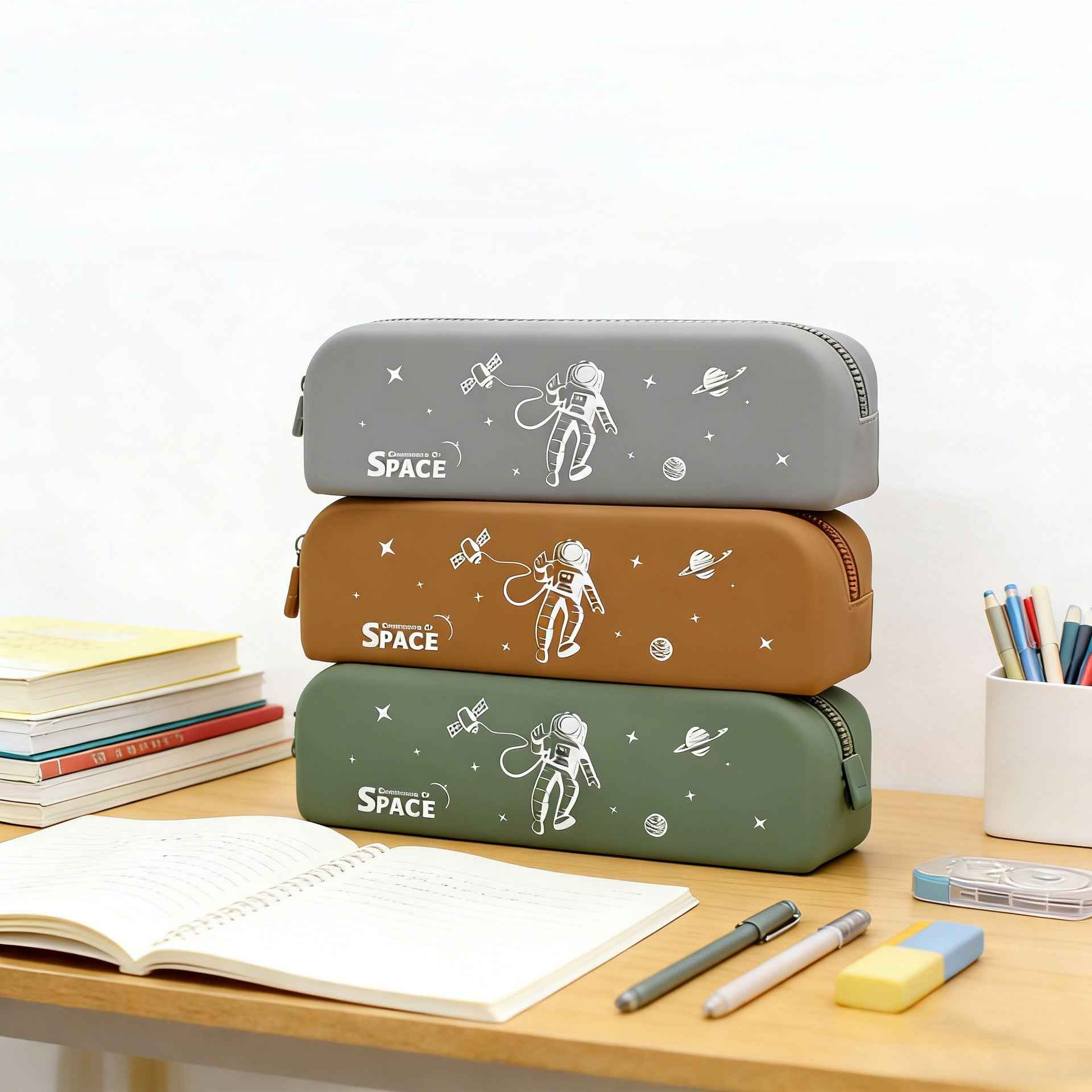 Space Theme Eco-Friendly Silicone Pencil Case Pen Pouch
