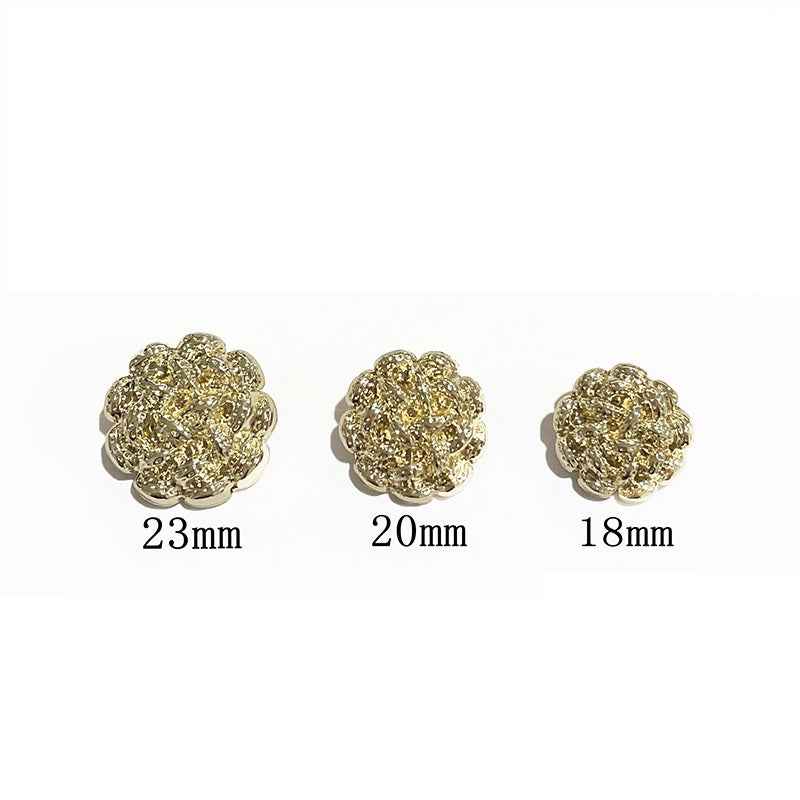 Gold spiral flower metal shank buttons, sizes 23mm, 20mm, 18mm