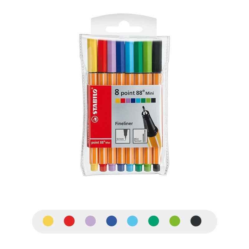 Stabilo Point 88 Fineliner Pen - 0.4 mm - 8/12/18 Color Set 8 Color