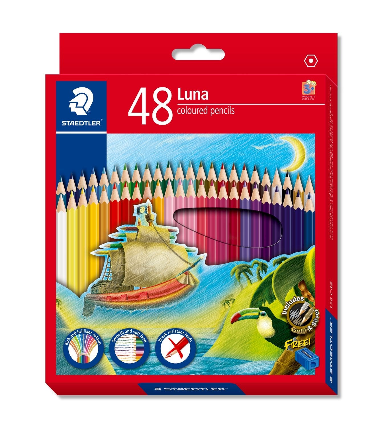 Staedtler Luna Wooden Coloured Pencil Set 12/24/36/48 Colors 48 Color