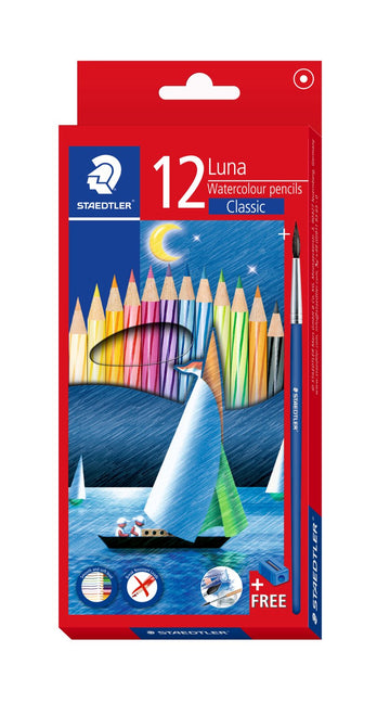 Staedtler Luna Wooden Watercolor Pencils Classic 12/24/36/48 Colors 12 Color