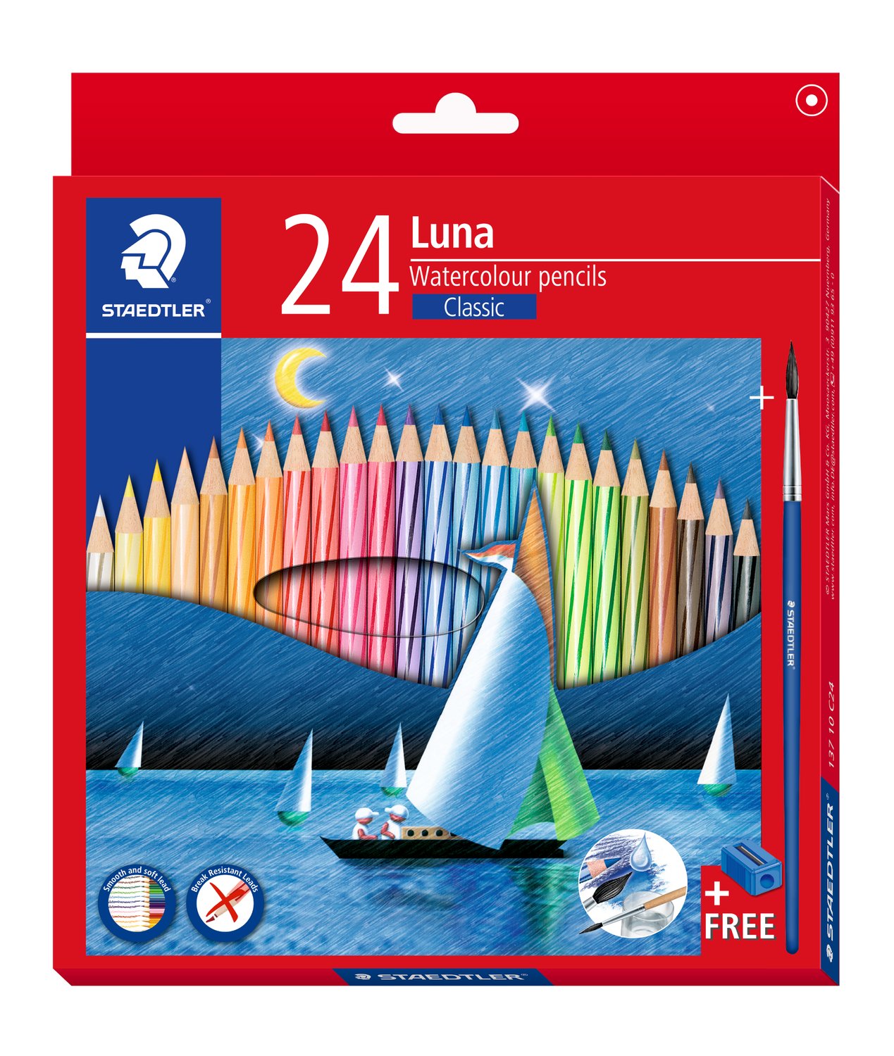 Staedtler Luna Wooden Watercolor Pencils Classic 12/24/36/48 Colors 24 Color