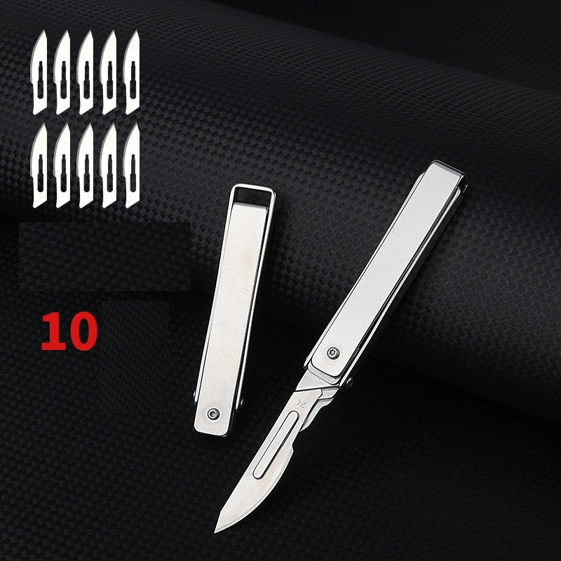 Stainless Steel Retractable Utility Knife for DIY Crafting 10 Blades