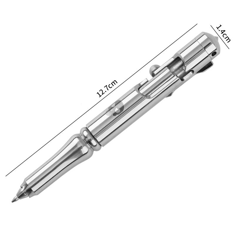 Stainless Steel EDC Tactical Self-Defense Pen with 3 Refills Silver with Skull