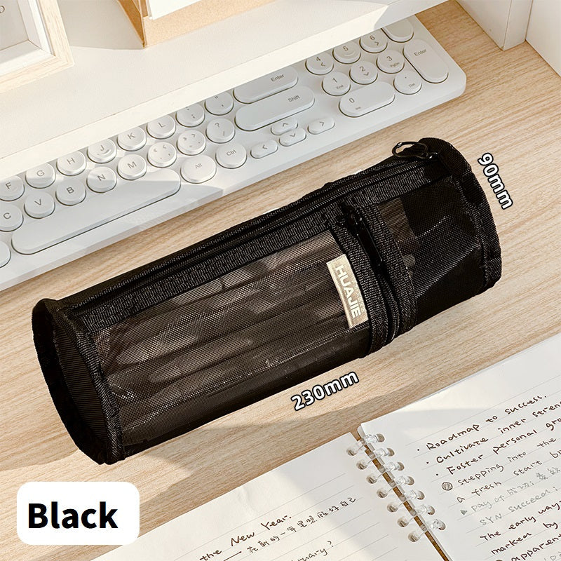 Minimalist Stand Mesh Pencil Case School Supplies for Students Black