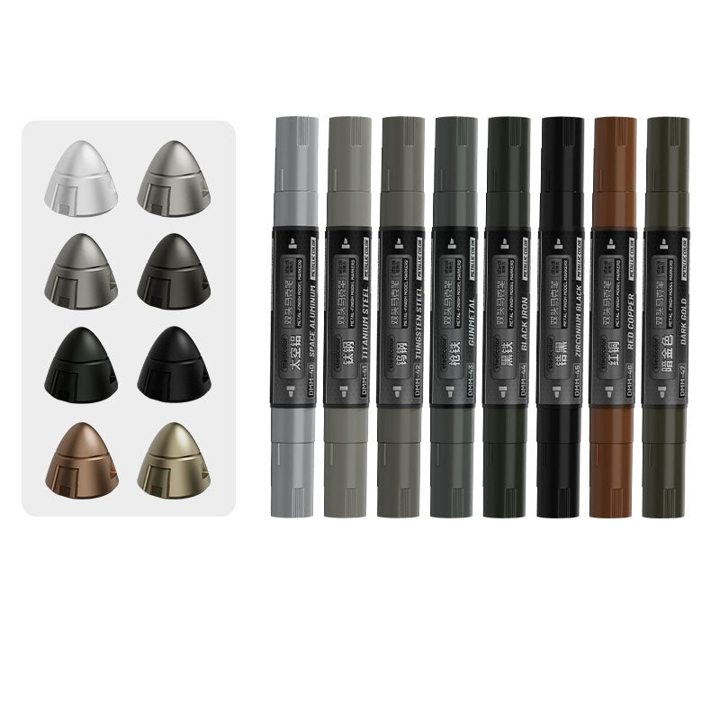 Stedi Dual-Tip Metallic Model Markers, Water-Based, 8-Colour Set